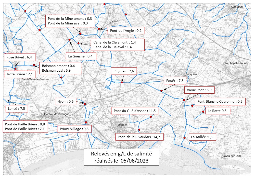 Carte suivi salinité 05-06-2023