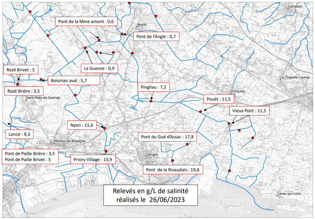 Carte suivi salinité 26-06-2023